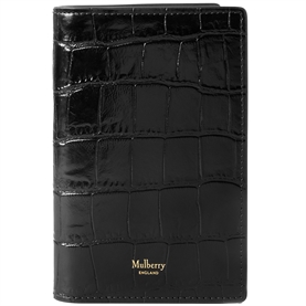 Mulberry Passport Cover Black Shiny Small Croc